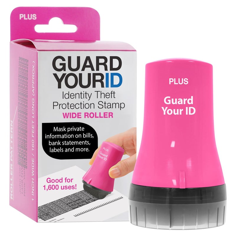 Plus Guard Your ID Wide Advanced Roller 2.0 Identity Theft Prevention Security Stamp Pink - Image 1